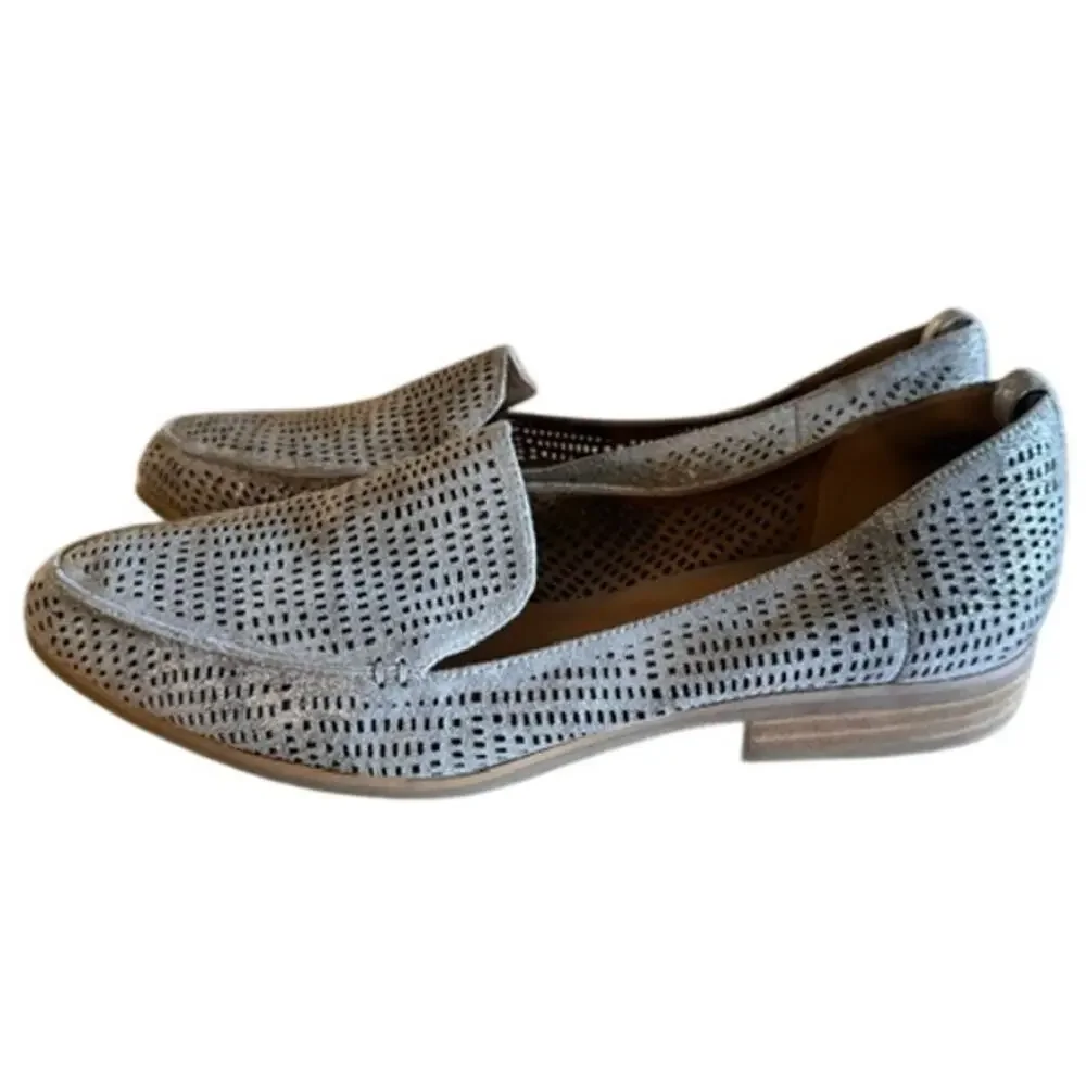 Crown Vintage Veneta Gray Perforated Loafers Women's 9.5M Slip On Flats